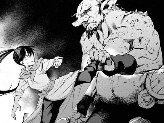 拳师,为了保护女神官和伤势严重的魔法师,她赤手空拳与哥布林展开了